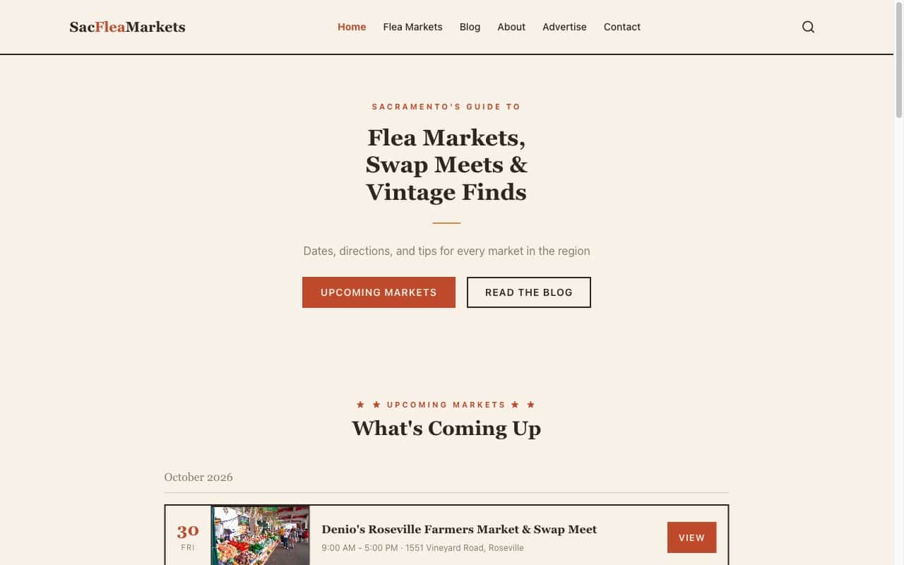 Sacramento Flea Markets homepage